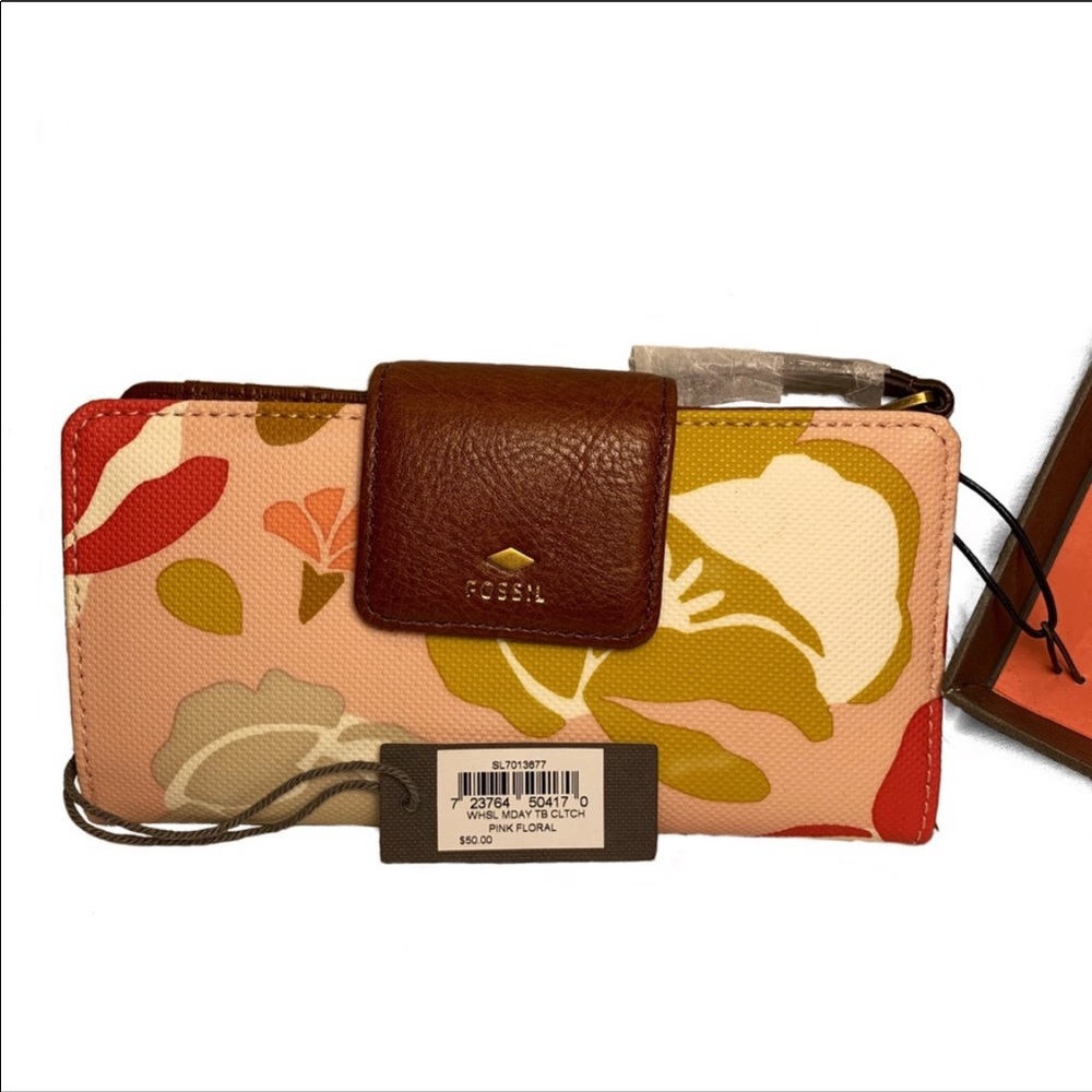 NWT Fossil Mother’s Day Pink PVC Tab Clutch